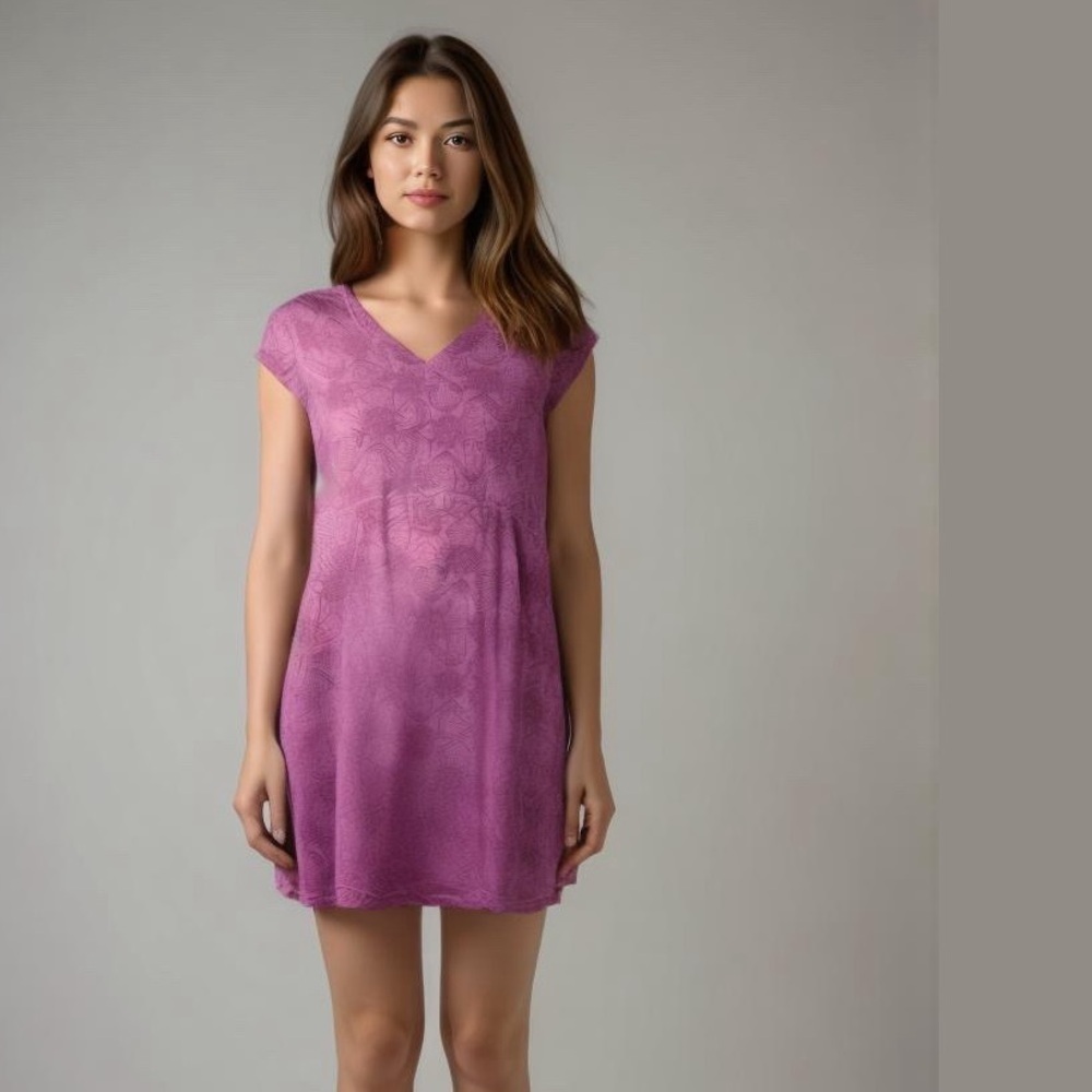 L.L Bean Purple Floral Skater Athletic Summer Dress with Pockets Size M